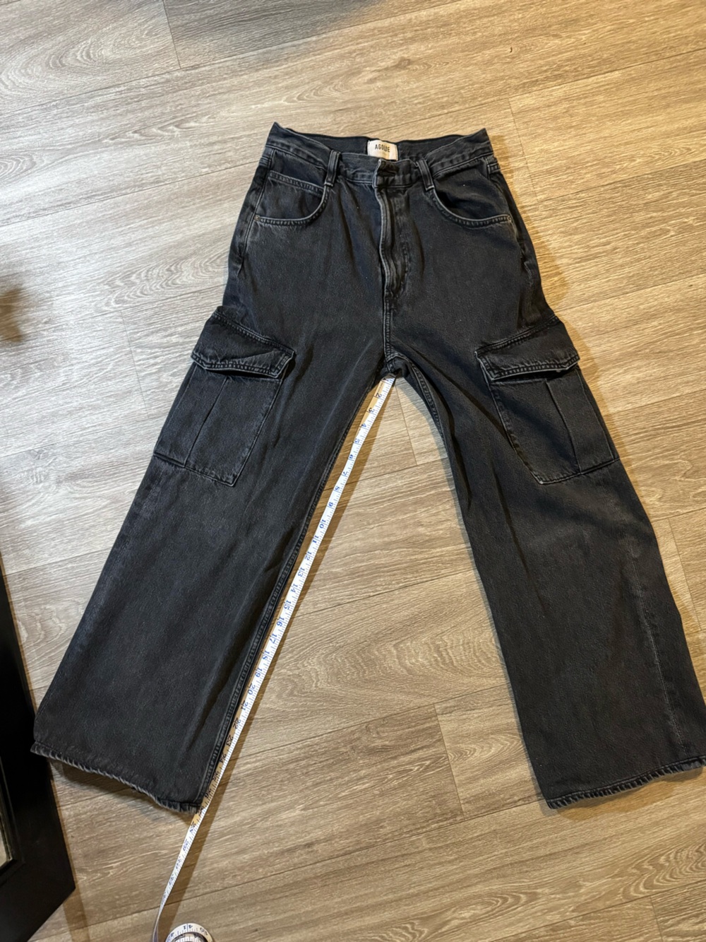 Agolde Black Wide-Leg Cargo Jeans - Picture 3 of 5